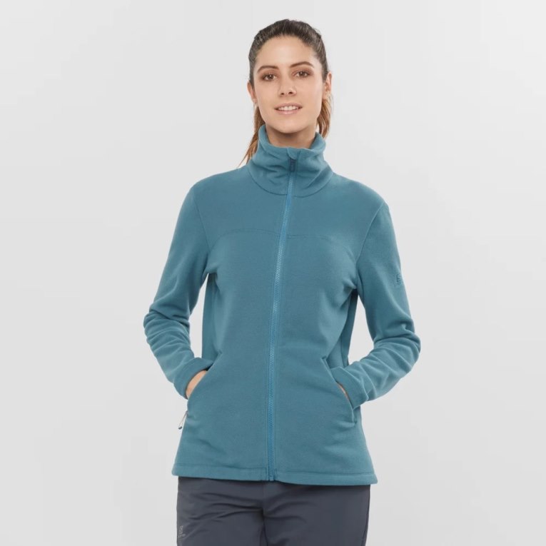 Turquoise Salomon Essential Cosy Fleece Full Zip Women\'s Jackets | PH 03287R